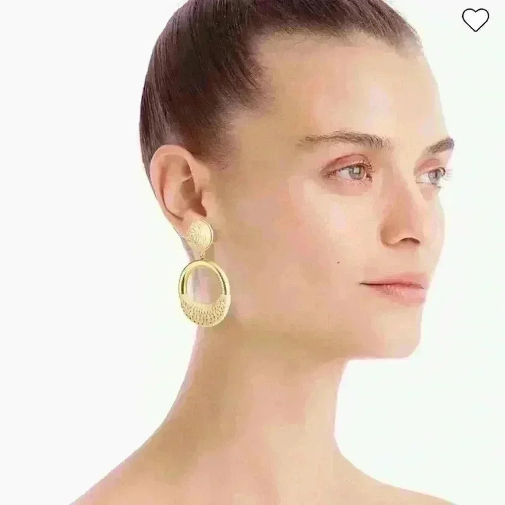 J Crew Faux Raffia Hoop Earrings - Picture 2 of 2